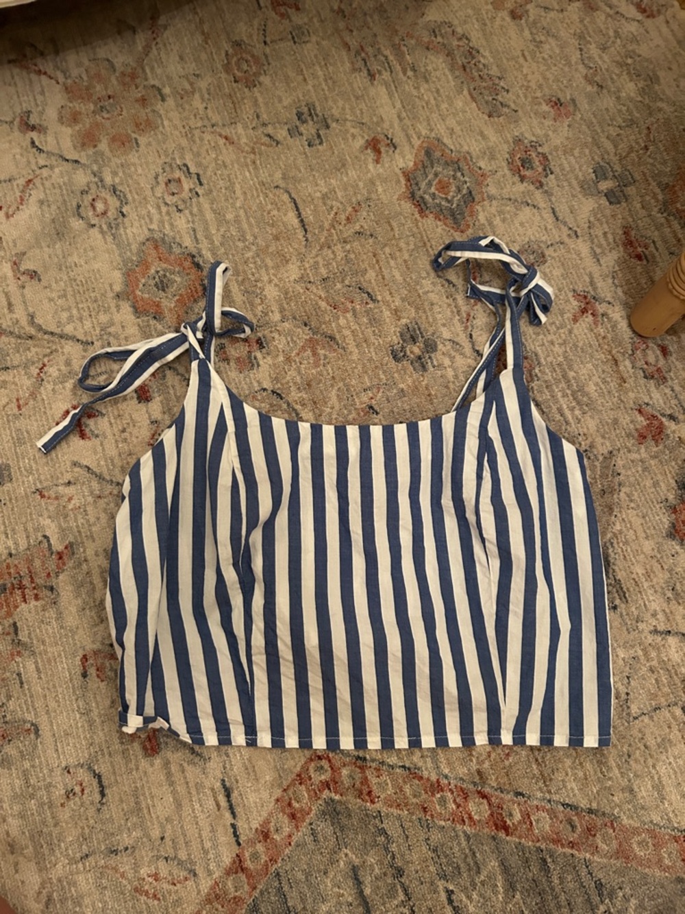 Old Navy Blue and White Striped Tie-Shoulder Camisole